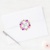 Sticker Rond Aquarelle Lilac et violet Merci Floral (Enveloppe)
