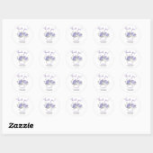 Sticker Rond Aquarelle Lilac Fleur Douche nuptiale merci C (Feuille)