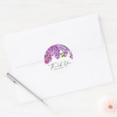 Sticker Rond Aquarelle Lilac Fleurs Merci d'anniversaire (Enveloppe)