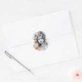 Sticker Rond Aquarelle Lord Krishna face (Enveloppe)