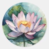 Sticker Rond Aquarelle Lotus rose (Devant)