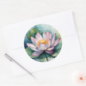 Sticker Rond Aquarelle Lotus rose (Enveloppe)