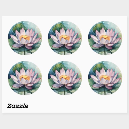 Sticker Rond Aquarelle Lotus rose (Feuille)