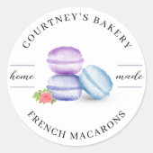 Sticker Rond Aquarelle Macarons Dessert Boulangerie maison (Devant)