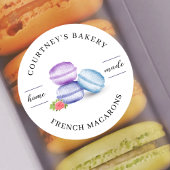 Sticker Rond Aquarelle Macarons Dessert Boulangerie maison