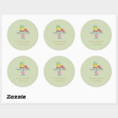Sticker Rond Aquarelle Macarons menthe pâtisserie verte (Feuille)
