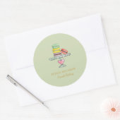 Sticker Rond Aquarelle Macarons menthe pâtisserie verte (Enveloppe)