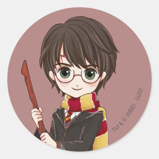 Sticker Rond Aquarelle Magique HARRY POTTER™ (Devant)