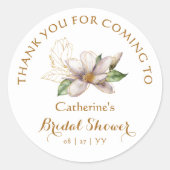 Sticker Rond Aquarelle Magnolia Fête des mariées florale violet (Devant)