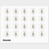 Sticker Rond Aquarelle Mahjong Christmas Tree Adresse (Feuille)