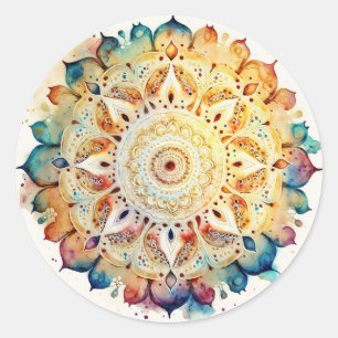 Sticker Rond Aquarelle Mandala