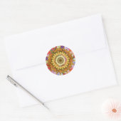 Sticker Rond Aquarelle Mandala Damask Lotus Flower Art (Enveloppe)
