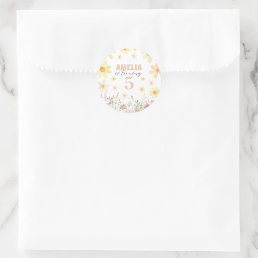 Sticker Rond Aquarelle marguerite Anniversaire (Sac)