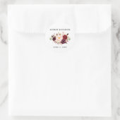 Sticker Rond Aquarelle mariage Bourgogne Floral (Sac)