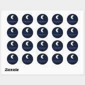 Sticker Rond Aquarelle Mariage céleste bleu Sky Moon Stars (Feuille)