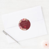 Sticker Rond Aquarelle Mariage chinoise Red Peony (Enveloppe)