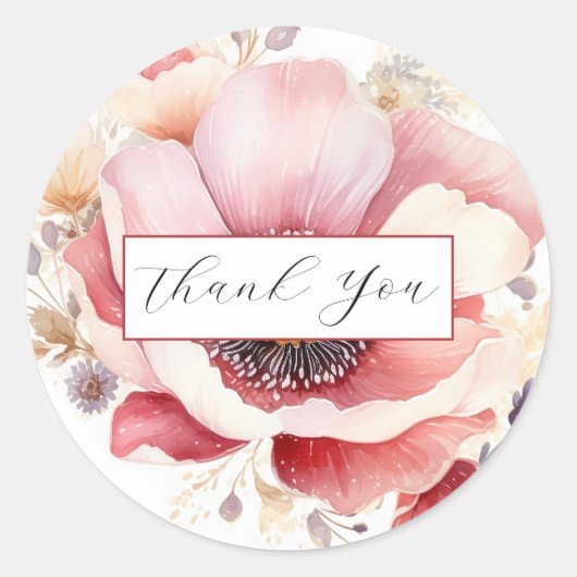 Sticker Rond Aquarelle mariage Floral Plum Favoriser (Devant)