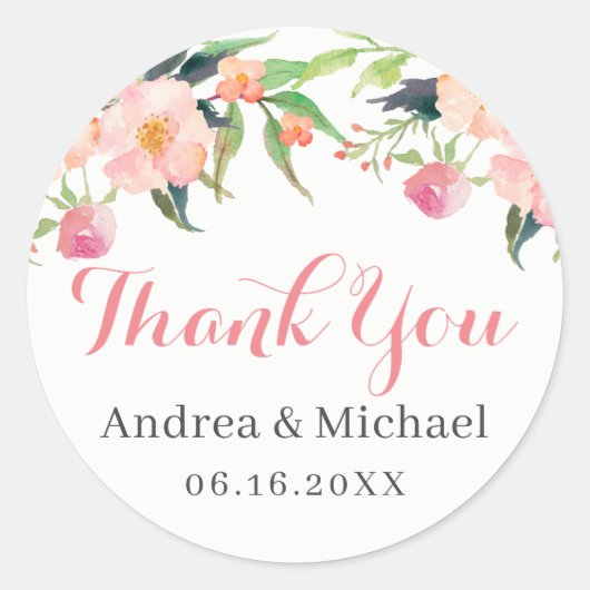 Sticker Rond Aquarelle mariage Jardin botanique Floral (Devant)
