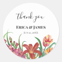 Aquarelle mariage Lumineuse Gladioli Tulips Lily