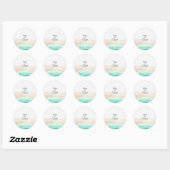 Sticker Rond Aquarelle mariage plage de sable turquoise (Feuille)