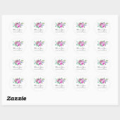 Sticker Rond Aquarelle Mariage ultra violette Merci floral C (Feuille)