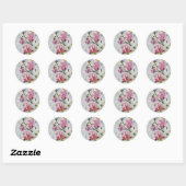 Sticker Rond Aquarelle mauve et rose Floral (Feuille)