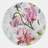 Sticker Rond Aquarelle mauve et rose Floral (Devant)