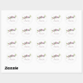 Sticker Rond Aquarelle mauve florale merci classique rond s (Feuille)