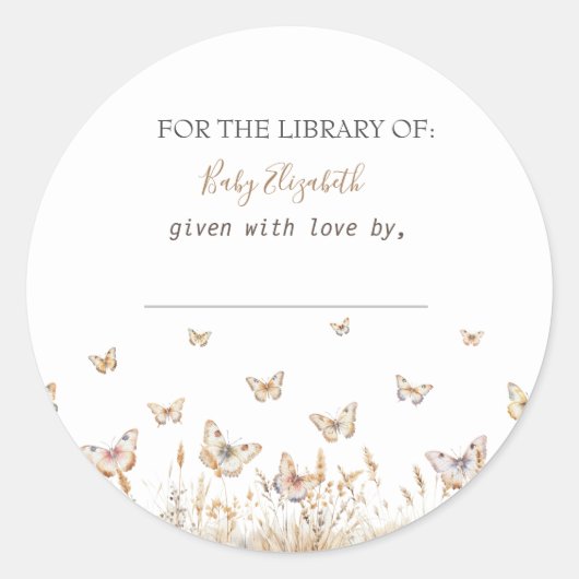 Sticker Rond Aquarelle Meadow Butterflies Grossesse (Devant)
