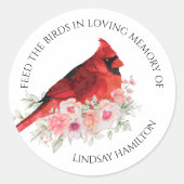 Sticker Rond Aquarelle Memorial Bird Seed Cardinal Favoriser (Devant)