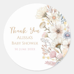 Sticker Rond Aquarelle Merci Floral
