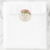 Sticker Rond Aquarelle Merci Mariage tropical (Sac)