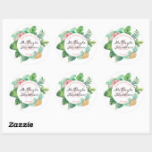 Sticker Rond Aquarelle Merci Mariage tropical pour venir (Feuille)