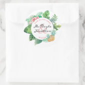 Sticker Rond Aquarelle Merci Mariage tropical pour venir (Sac)