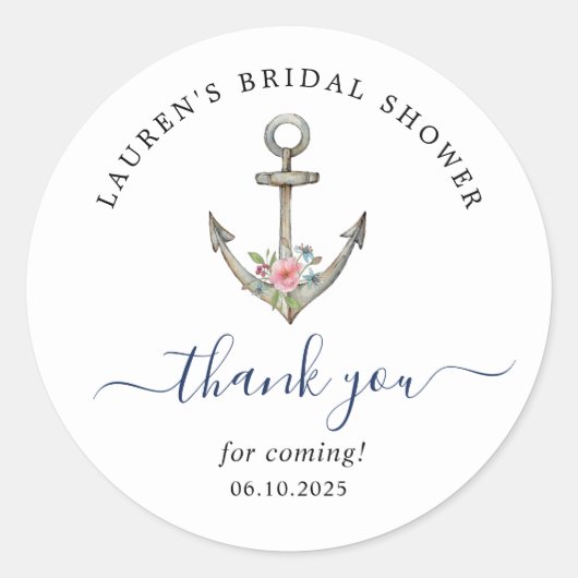 Sticker Rond Aquarelle Merci nautique de douche nautique (Devant)