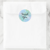 Sticker Rond Aquarelle Merci Plage Turquoise (Sac)