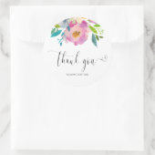 Sticker Rond Aquarelle Merci rose Calligraphie (Sac)