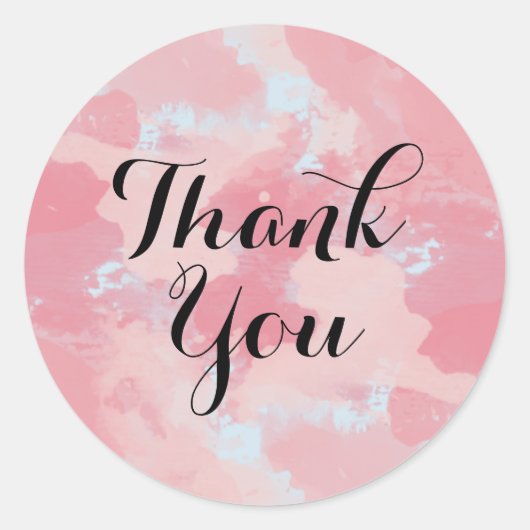 Sticker Rond Aquarelle Merci rose rose peint (Devant)