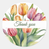 Sticker Rond Aquarelle Merci Tulipe (Devant)