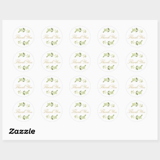 Sticker Rond Aquarelle Merci vert (Feuille)