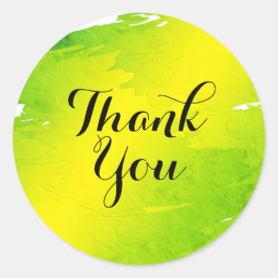 Sticker Rond Aquarelle Merci vert  Abstrait