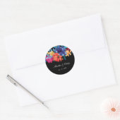Sticker Rond Aquarelle mexicaine Fleur Mariage noir (Enveloppe)