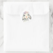 Sticker Rond Aquarelle mignonne Agneau bébé avec fleurs (Sac)