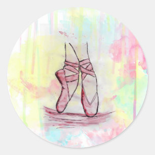 Sticker Rond Aquarelle mignonne de croquis de chaussures de