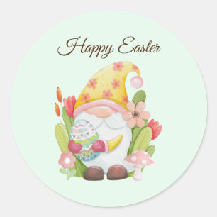 Sticker Rond Aquarelle mignonne Gnome de Pâques