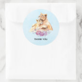 Sticker Rond Aquarelle mignonne Mère Lion & Merci Cub (Sac)