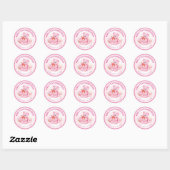 Sticker Rond Aquarelle mignonne Ours en Teddy Rose & Fleurs Ann (Feuille)