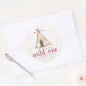 Sticker Rond Aquarelle mignonne Teepee Boho 1er anniversaire (Enveloppe)