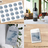 Sticker Rond Aquarelle moderne Abstraite ardoise bleu gris