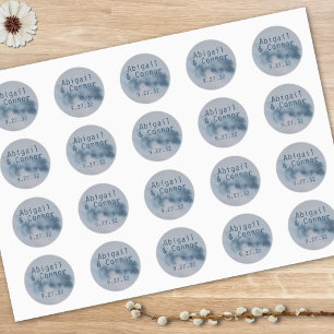 Sticker Rond Aquarelle moderne Abstraite ardoise bleu gris